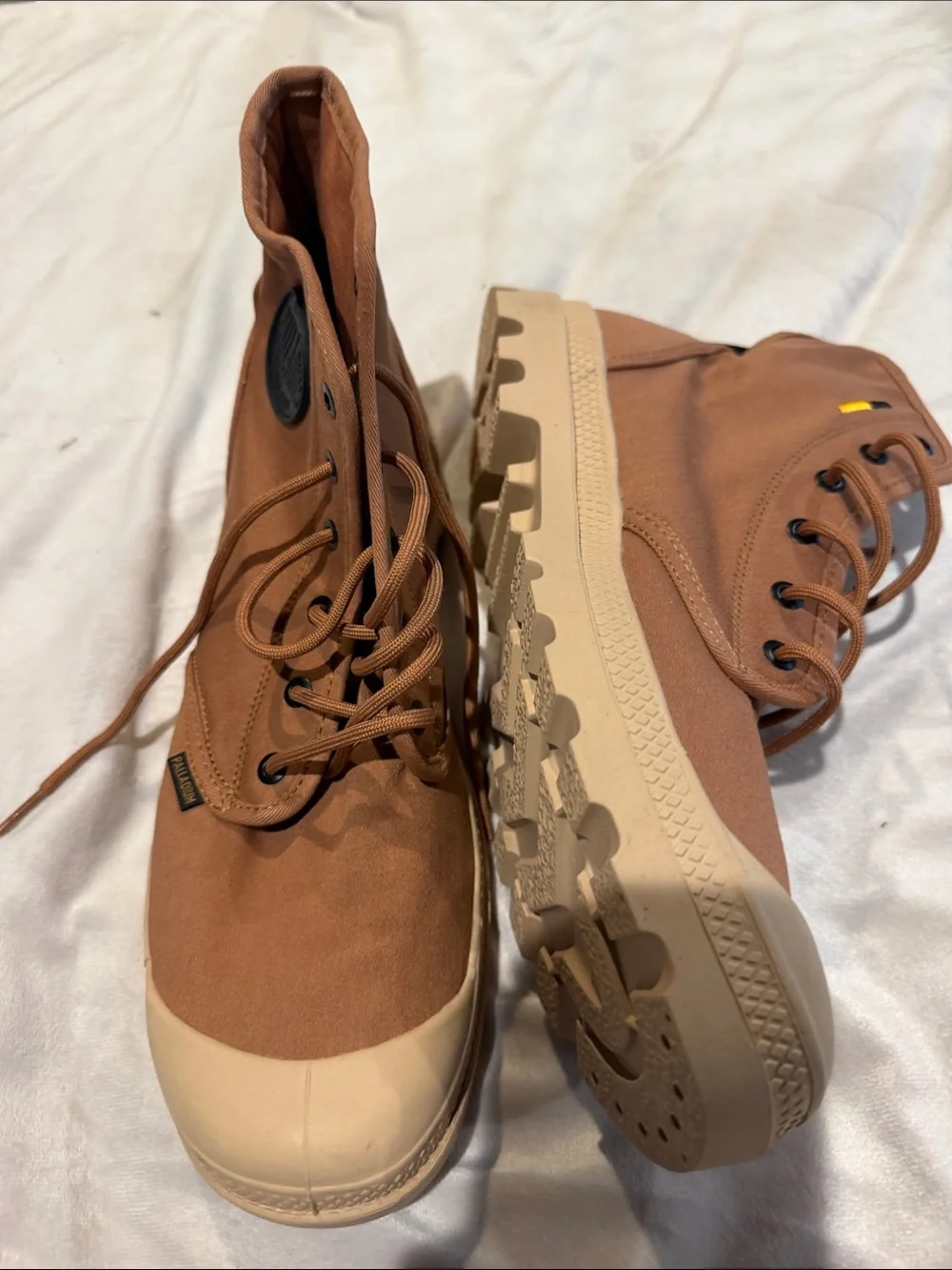 Palladium Men's High-Top Canvas Boots in Brown and Tan